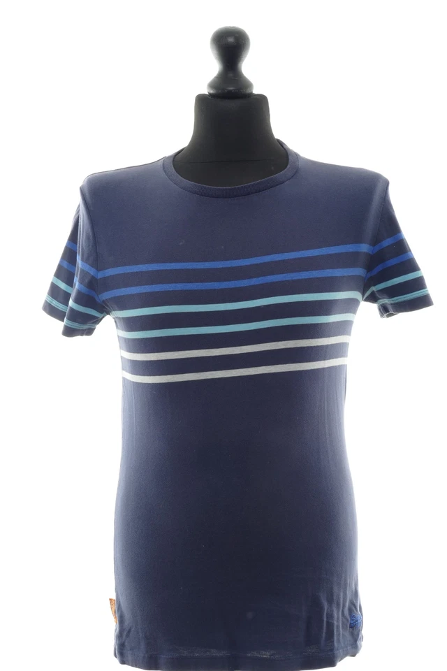 Superdry Herren T-Shirt S blau dunkelblau gestreift Rundhals Jersey Baumwolle - Bild 1 von 4