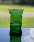 1 Anchor Hocking Glass Forest Green 8oz Ringed Ribbed Tumbler Vintage MCM