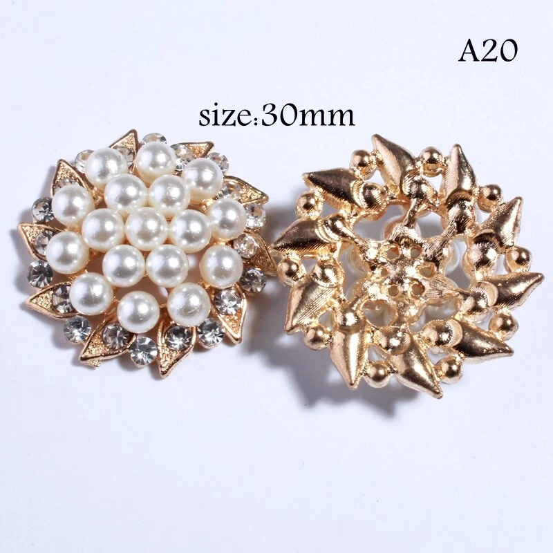 12PCS 30MM Vintage High Quality Round Sparking Ivory Pearl Buttons Embellishment - Image 3 of 3
