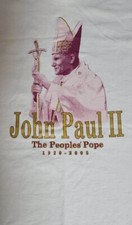 Vintage 1987-2005 OG Pope John Paul II Large L USA Catholic Tour White T-Shirt  