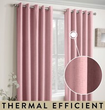 Image of Blush Pink 66x72" Eyelet Thermal Curtains For Living Room & Bedrooms