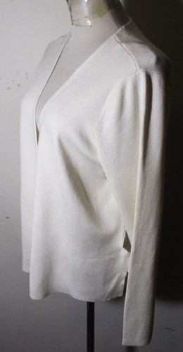 CALVIN KLEIN White Tight Knit Cardigan Wrap Sweater Size L NWT $169.00 - Picture 4 of 6
