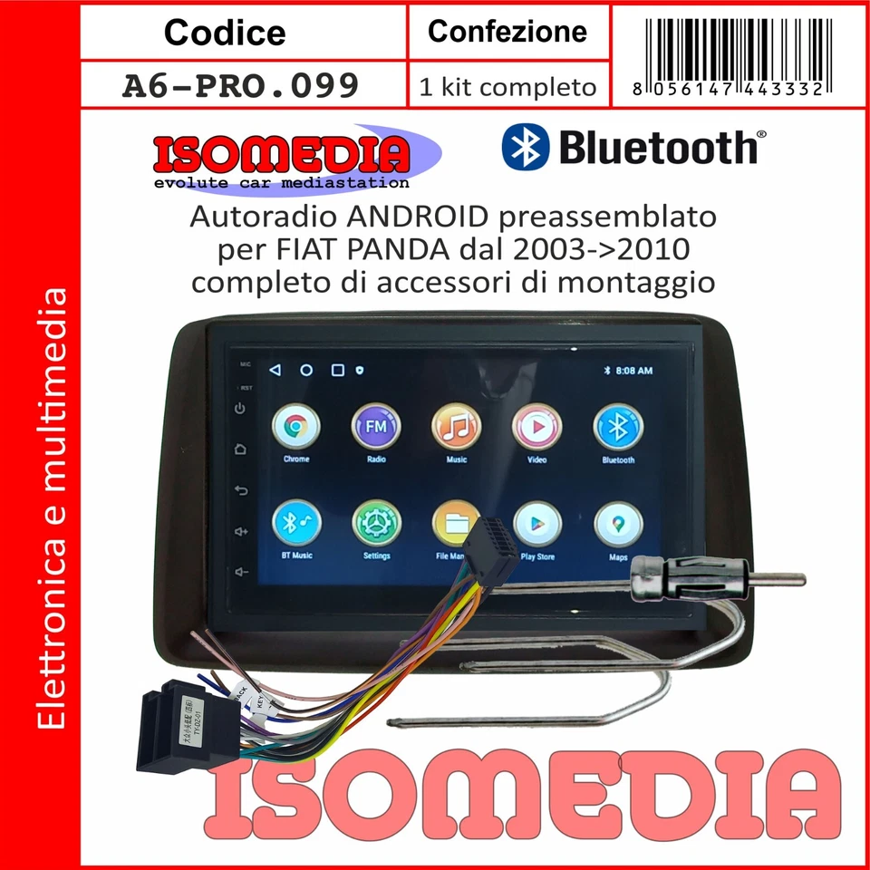 AUTORADIO ANDROID COMPATIBILE FIAT PANDA 2003 AL 2010 KIT 2GB + 64GB - Immagine 4 di 4