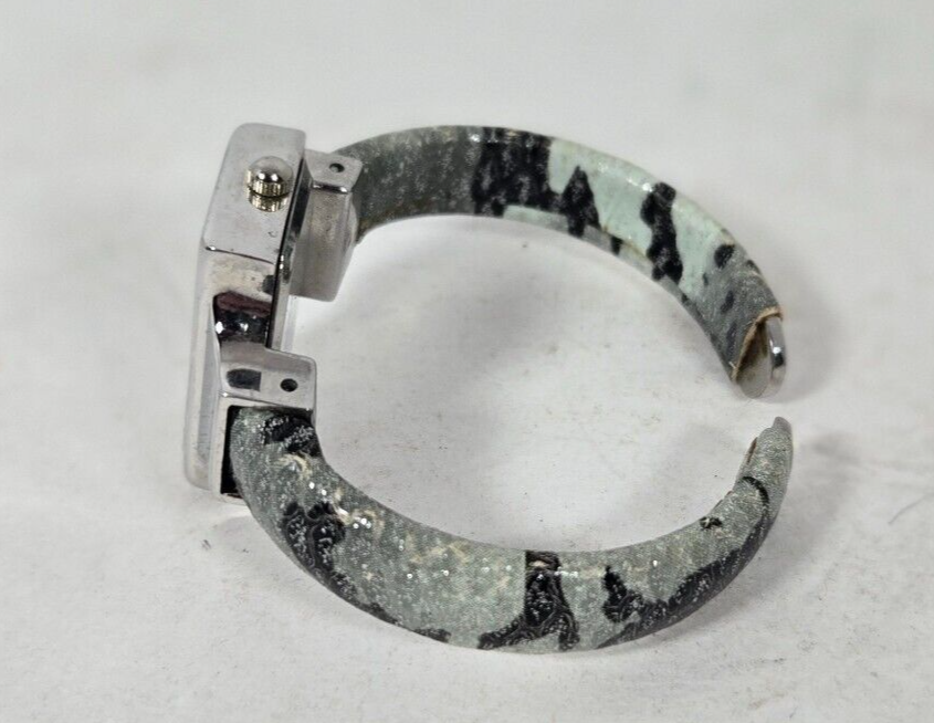 by HUGO Cuff Watch Silver Tone Rectangular Case Gold Snakeskin Band Japan Movt by HUGO Watch Snakeskin Cuff Band Silver Tone Rectangle  main image 2