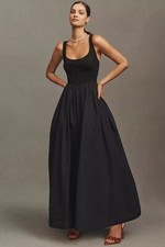 NWT BHLDN Jemma XL Scoop-Neck Corset Fit & Flare Black Anthropologie Maxi Dress