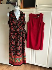 2-Pre-Owned Women's Sag Harbor Dresses Size 8P Black+ and Medium Red