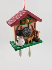 Christian Ulbricht Ornament Cuckoo Clock Snowman 10-0565
