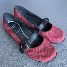 Dansko Red Snakeskin Print Suede Mary Janes Size 36