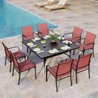 9Piece Patio Furniture Set Outdoor Dining Set with 8 Chairs & Large Square Table