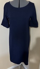 WOMEN'S J CREW Ruffle  SLEEVES NAVY BLUE DRESS SIZE SMALL