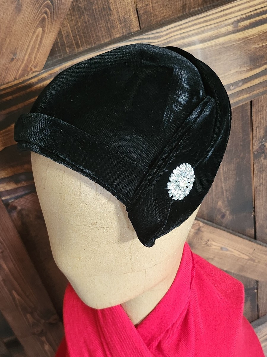 Vintage 1930-1940s Art Deco Black Velvet Hat Headpiece  display picture 2