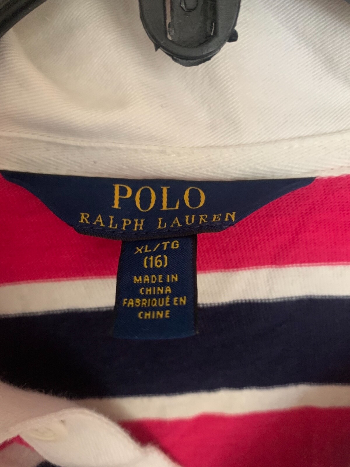 Ralph Lauren Polo Girls Pink & Blue Striped long sleeve shirt Size XL