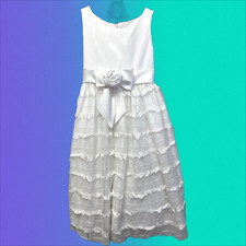 NWT 60 Jayne Copeland Girl's 12 Fancy White Dress Sleeveless w Ruffled Skirt