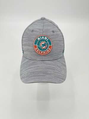 MIAMI DOLPHINS RUBBER LOGO ALL GREY W/ AQUA BRIM HAT *FLEX FIT* BRAND NEW!