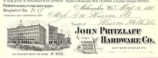 1891 MILWAUKEE WISCONSIN JOHN PRITZLAFF HARDWARE CO IRON BILLHEAD RECEIPT Z5485