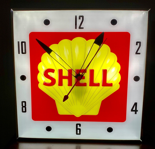 Shell Oil Gasoline Lighted Advertising Wall Clock Free Shipping | eBay