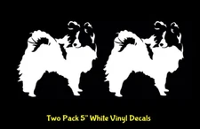Papillon Dog Two Pack 5" White Vinyl Decals Car Truck Window Laptop Tablet
