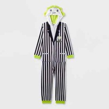 Beetlejuice Boy's 1-Piece Half-Zip Hooded Blanket Pajama Sleepwear Sleeper: 4-5