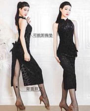 Latin Tango Salsa Ballroom Dance Show Performance Qipao Dress Rumba Samba Rhythm