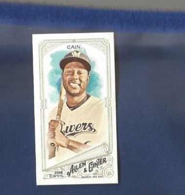 2018 Topps Allen and Ginter Lorenzo Cain #d 8/25 Mini Brooklyn Back Brewers