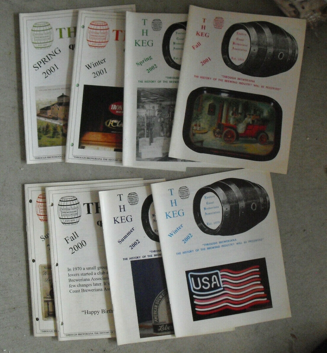 Lot of 8 2000 - 2002 Beer The Keg ECBA Newsletter Magazines