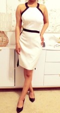 NWT BCBG MAXAZRIA HALTER COLOR BLOCK  CUT OUT BACK SHIFT DRESS SZ S  $250