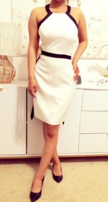 NWT BCBG MAXAZRIA HALTER COLOR BLOCK CUT OUT BACK SHIFT DRESS SZ S