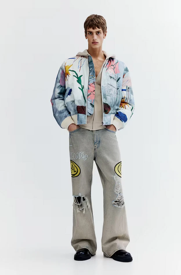 H&M x Basquiat x Ev&Tela Loose Fit Bomber jacket FOR MEN (Light 