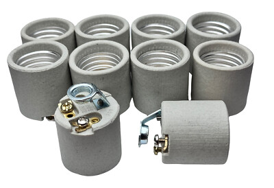 10 Pack - Eaton Medium Base E26 E27 Porcelain Light Socket Lamp Holders 1/8'' IPS
