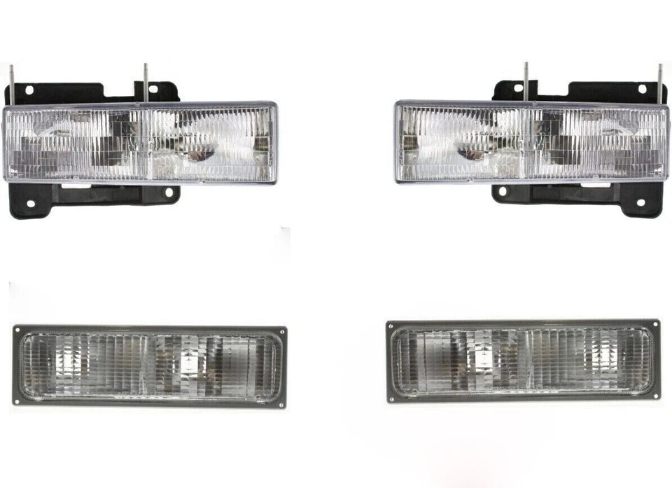 Headlights For Chevy GMC Truck 1990 1991 1992 1993 1500 2500 3500 Turn Signals - Image 2 of 4