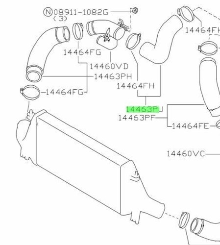 NISSAN SKYLINE R33 GTR RB26DETT intercooler rubber tube hose pipe 14463-24U20 - Picture 2 of 23