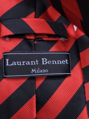 Laurant Bennet Mens Formal Necktie 57"Lx3.5"W Red/Black Neck Tie - Picture 3 of 4