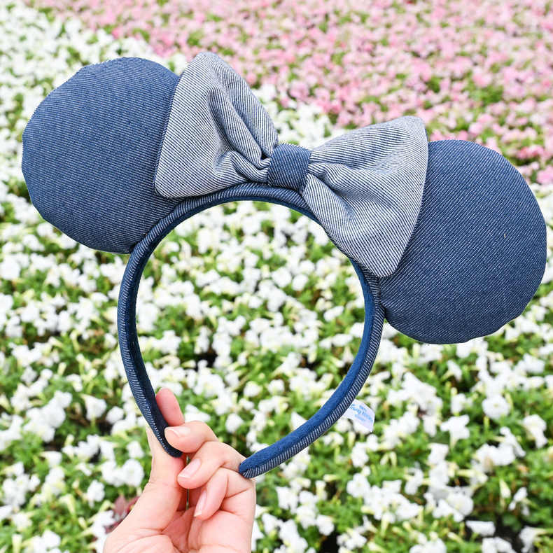 Disney Parks Resort Mickey Minnie Mouse Stripe Denim Ears Blue Headband Stripe Mickey Ears Blue Denim Minnie Mouse Disney Parks  main image 4