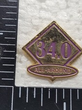 GYMNASTICS 34.0 ALL AROUND HAT LAPEL PIN PIN BACK USED Z2689