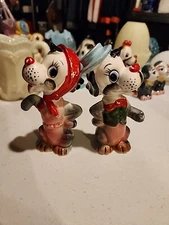 Vintage Artmark Salt and Pepper Shakers Anthropomorphic Dog Couple