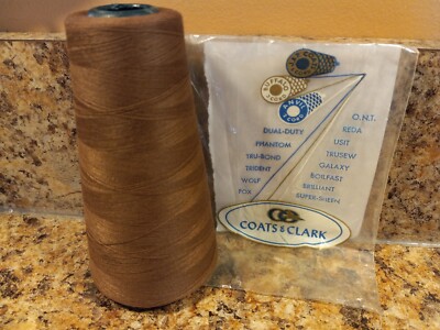 Coats&Clark Cone Thread Dual-Duty Dacron Core-Cotton Wrap Sz:100/80 3,000yd? Brn