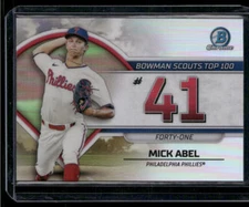 2023 Bowman Chrome Mick Abel #BTP-41 Bowman Scouts Top 100 Baseball