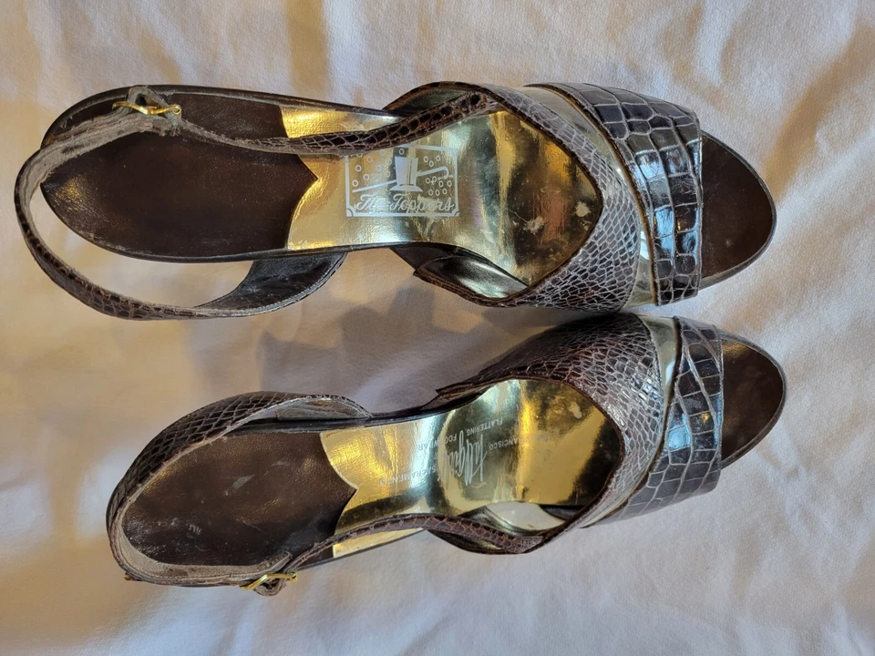 Vintage Tip Toppers Tall Girls Reptile Heels Shoes 1940s-50s Size 11aa - Image 4 of 4