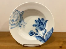 ANTHROPOLOGIE Bowl Deep Plate Blue Flowers 8.5” Diameter