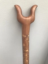 Welsh Handcrafted Carved Walnut Spliced Thumbstick