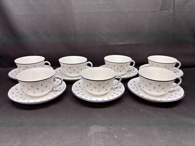 Richard Ginori ''ROYAL BLUE'' Italy ~ Set of 7 ~ Cups & Saucers ~ 2 1/4'' Tall