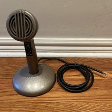 Vintage 40s Astatic C-2644 Brown Microphone w/Desk Stand & Raw-End Cord-Untested