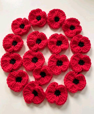 Rot & Schwarz Gehäkelt Blume Mohn Applikatio...