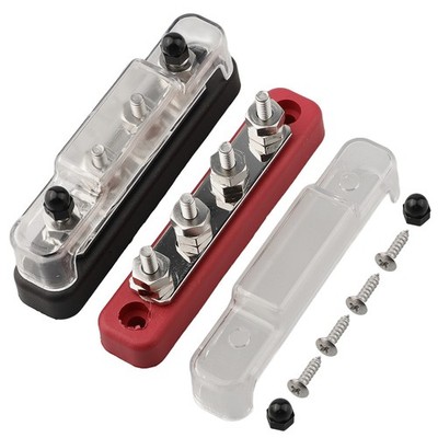 2 Stück 12V-48V Sammelschiene mit 4 x M6 Anschlussschrauben, Gleichstromverteil