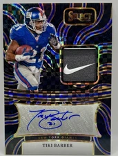 1 of 1 2024 Select Tiki Barber Nike Laundry Tag Logo Patch Auto Black TRUE 1/1