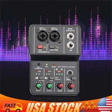 2 Channel Mini Audio Mixer Bluetooth USB DJ Console + Sound Card Studio Mixer