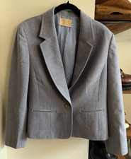 VTG Pendleton Brand 100 Virgin Wool Women's Light Blue Blazer Made in USA Sz 8