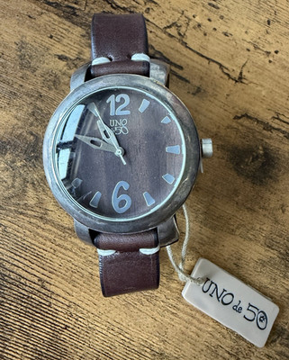UNO de 50 Marmarmol Leather Watch Brown Silver Unisex Handmade Spain