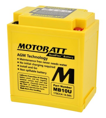 MOTOBATT MB10U Motorradbatterie AGM 12V 14,5Ah YB10LA2 YB10LB Ersatz
