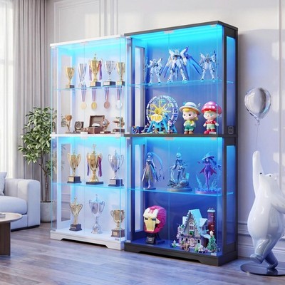 65'' BROTTAR Glass Display Cabinet Curio Cabinet with Doors, 3-Color Smart Lights